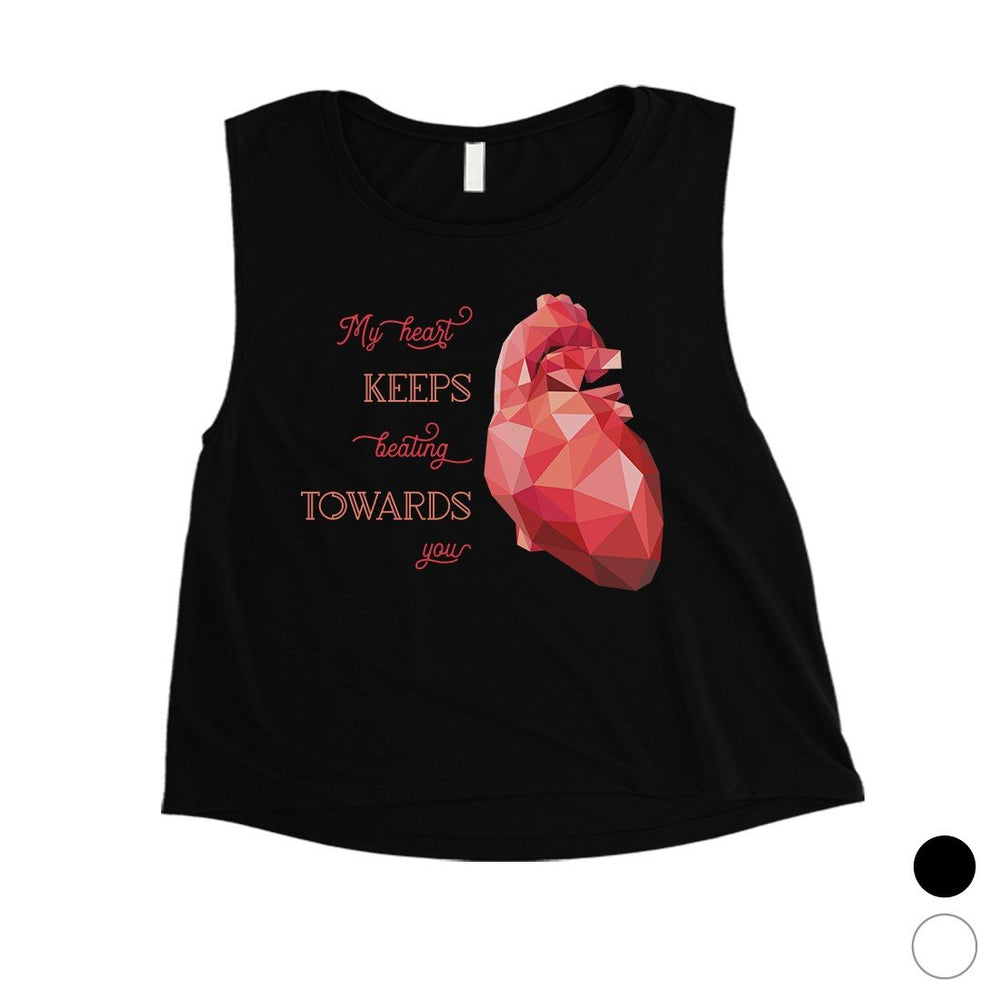 Geometric Heart Beating Womens Cute Graphic Workout Crop Top Gift