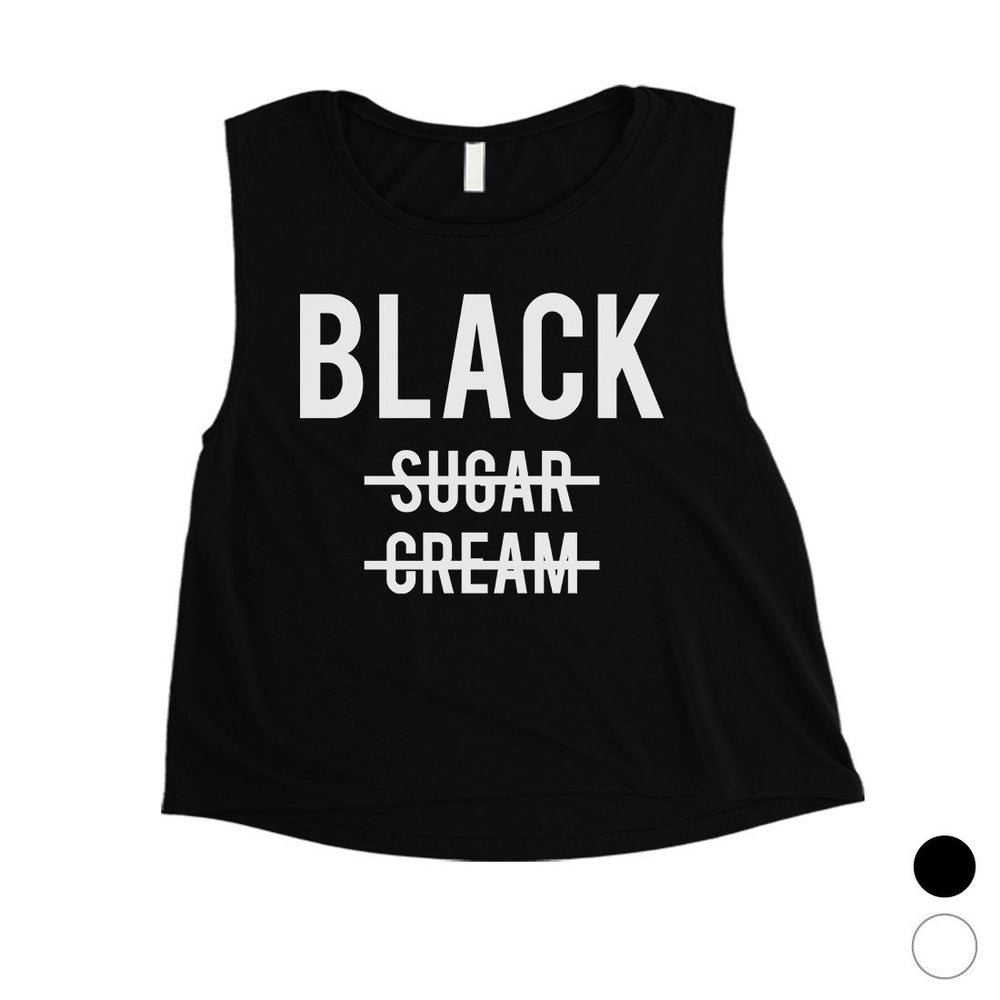 365 Printing Black No Sugar Cream Womens Courageous Celebration Crop Tank Top