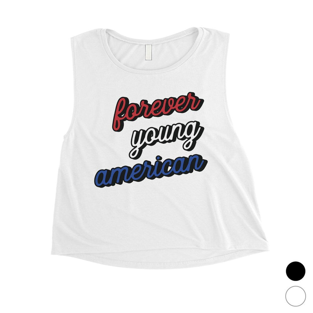 365 Printing Forever Young American Womens Cute 4th of July Crop Tank Top Gift