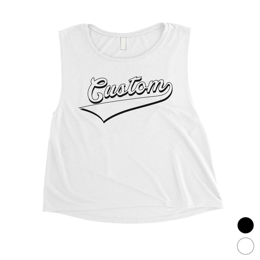 White College Swoosh Perfect Pop Cool Womens Personalized Crop Tops