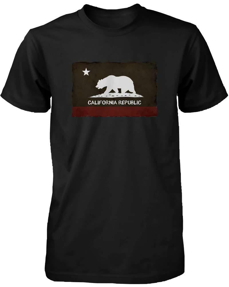 Funny Graphic Statement Mens Black T-shirt - California Republic Flag