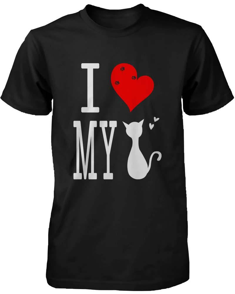 Funny Graphic Statement Womens Black T-shirt - I Love My Cat