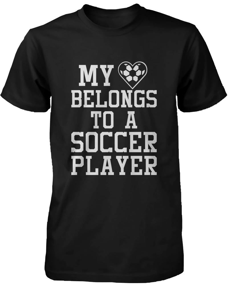Funny Graphic Womens Black T-shirt - My Heart Belong to A Soccer Player