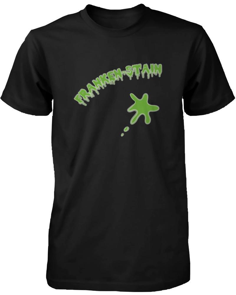 Franken-stain Halloween Men's T-Shirt Funny Graphic Black Tees for Horror Night