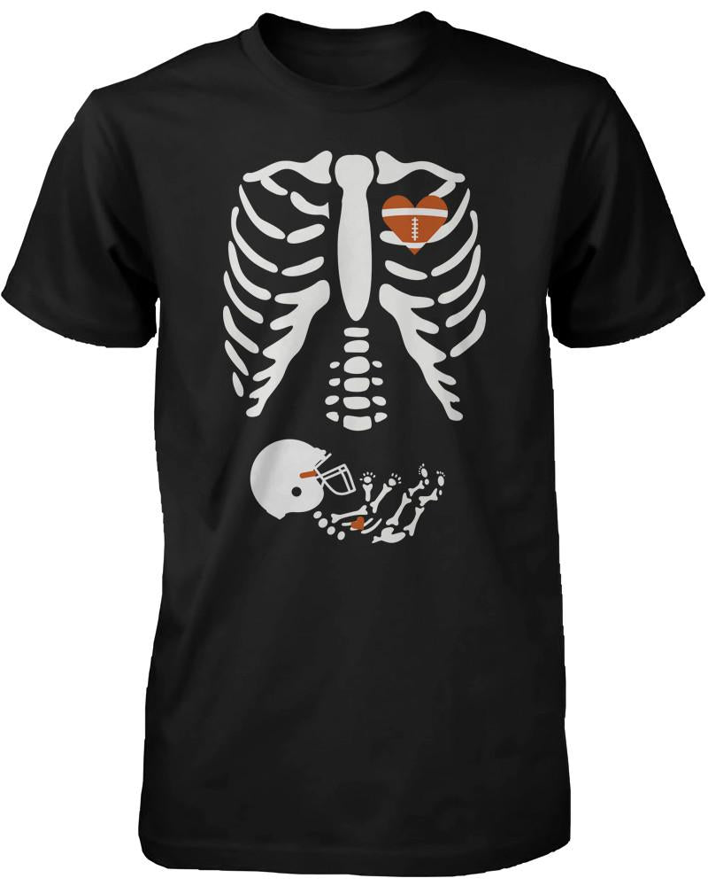 Halloween Pregnant Skeleton Football Player Baby T-shirt Maternity Themed