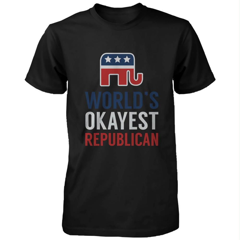 World's Okayest Republican Funny Political Red White Blue T-Shirt for Men