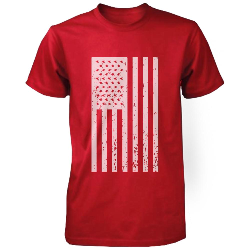 Distressed American Flag Independence Day Men's Red Shirt for 4th of July