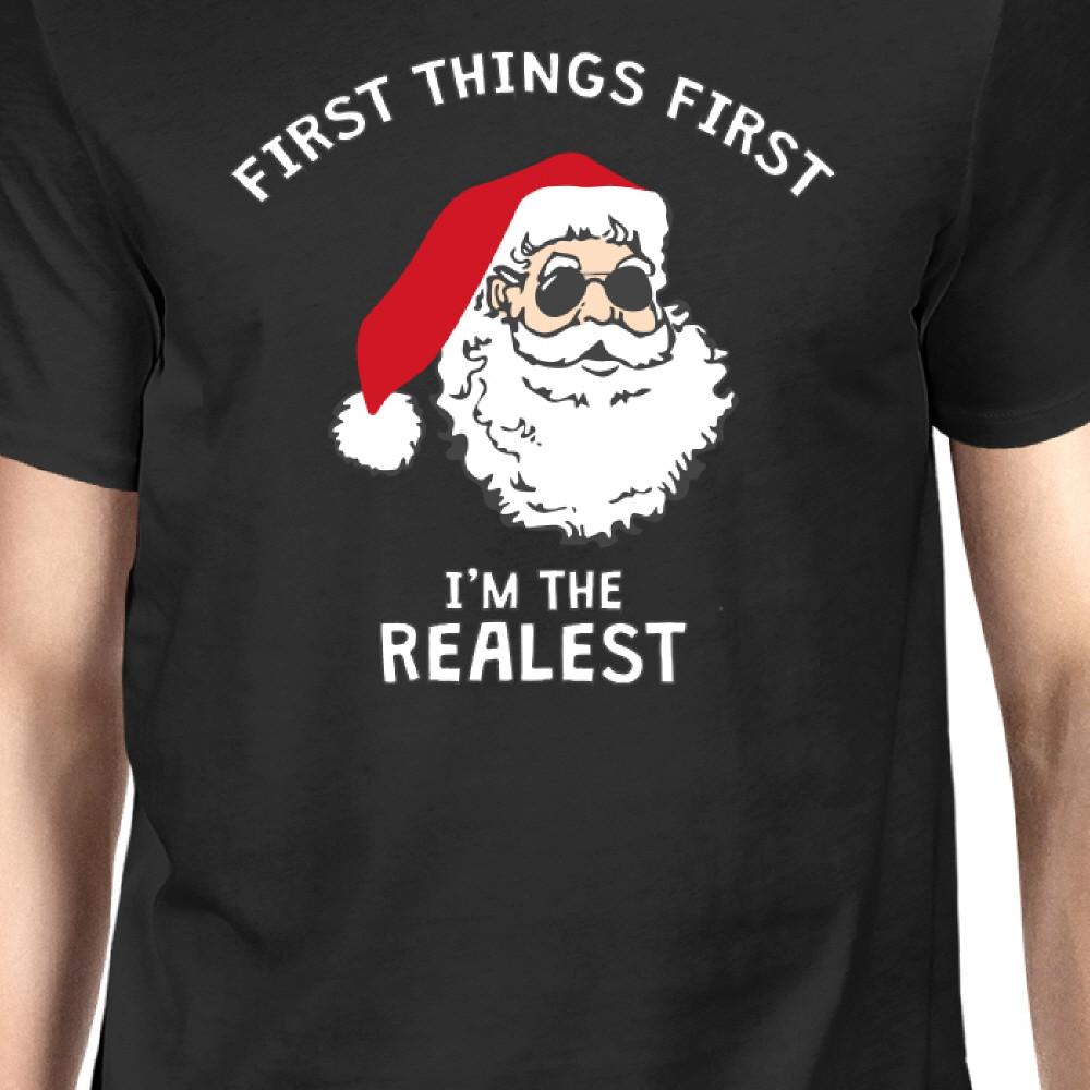 Realistic Santa Black Men's T-shirt Christmas Gift Funny Shirt