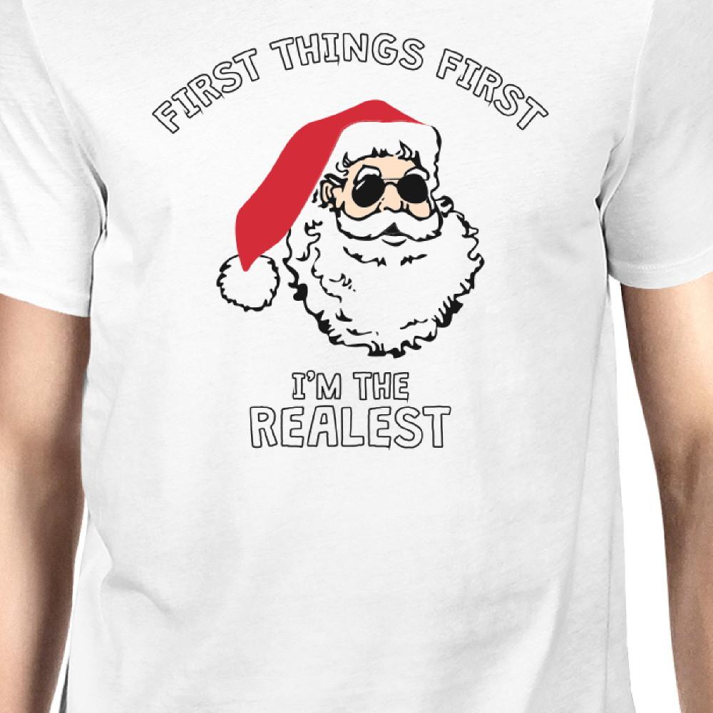 Realistic Santa White Men's T-shirt Christmas Gift Funny Shirt