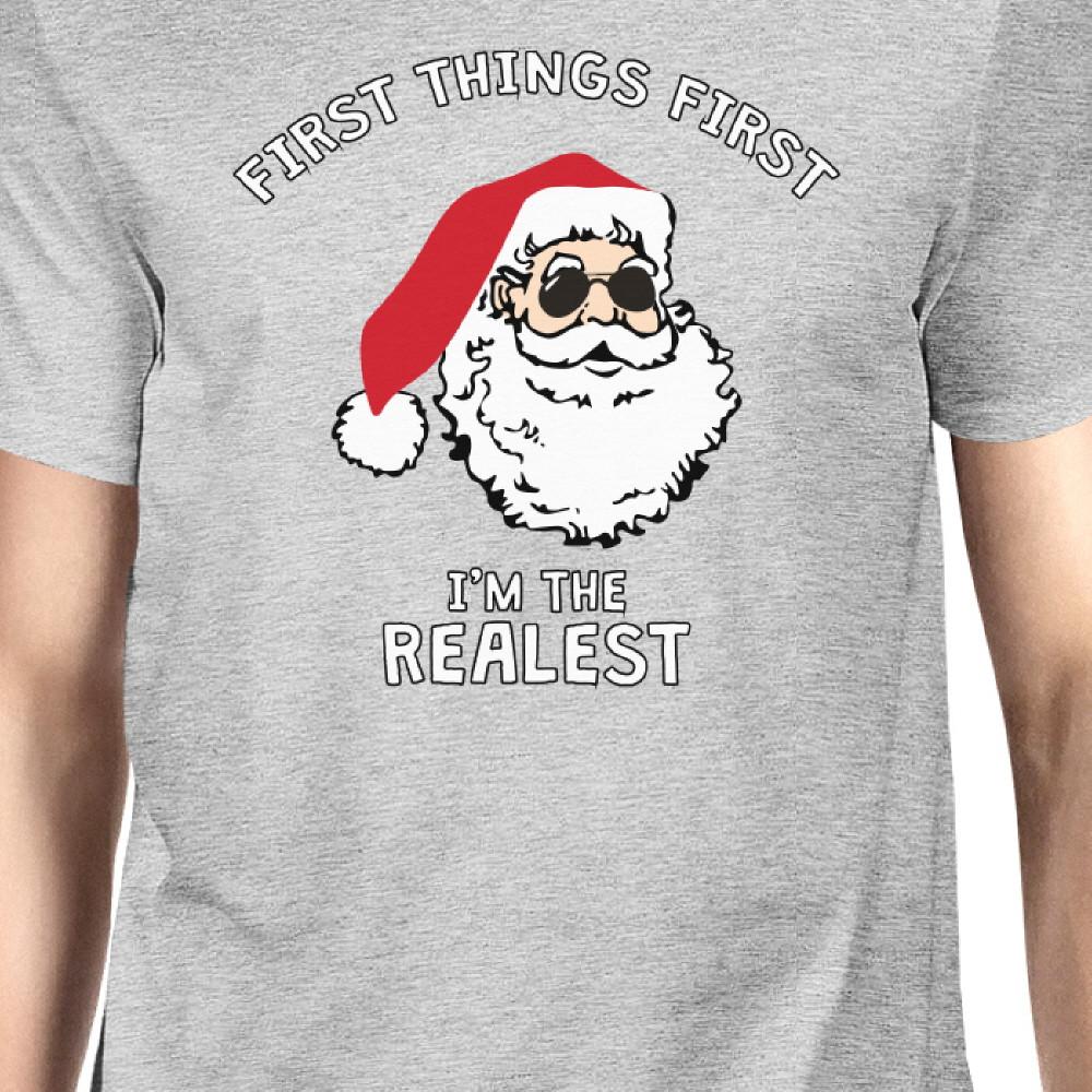 Realistic Santa Grey Men's T-shirt Christmas Gift Funny Shirt