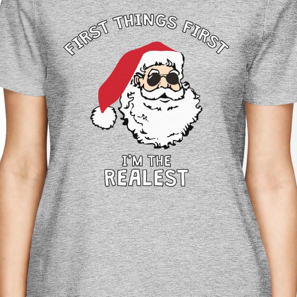 Realistic Santa Grey Women's T-shirt Christmas Gift Funny Shirt