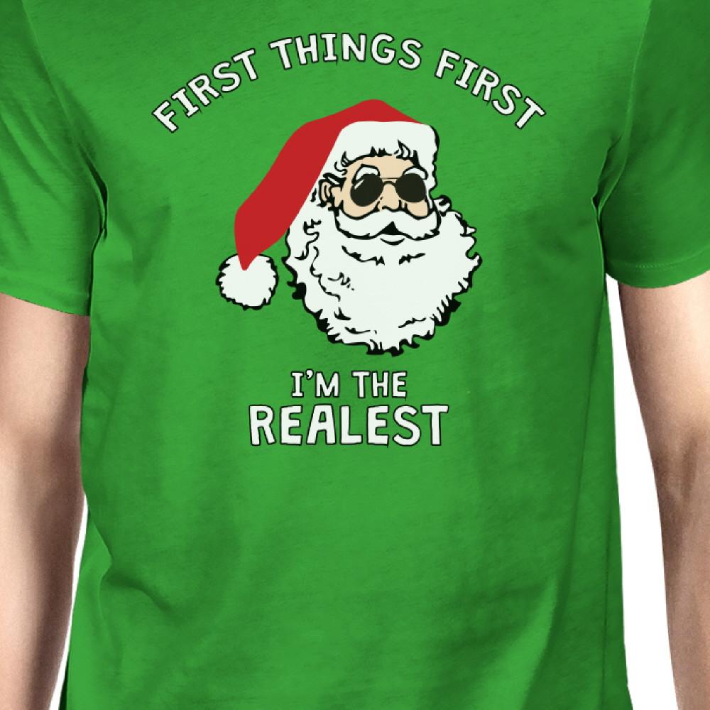 Realistic Santa Green Unisex T-shirt Christmas Gift Funny Shirt