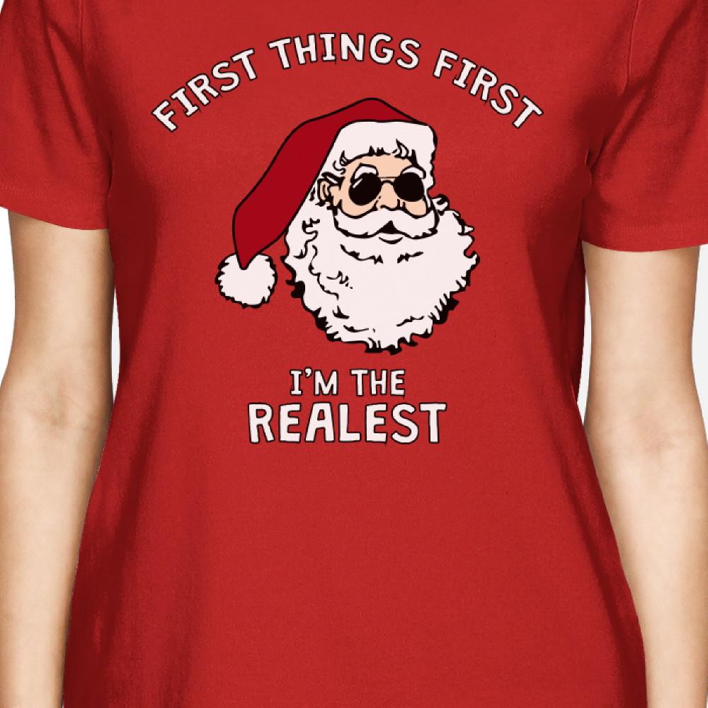 Realistic Santa Red Women's T-shirt Christmas Gift Funny Shirt