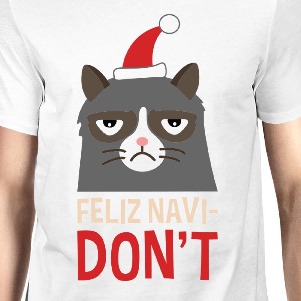 Feliz Navidon't White Men's T-shirt Christmas Gift For Cat Lovers