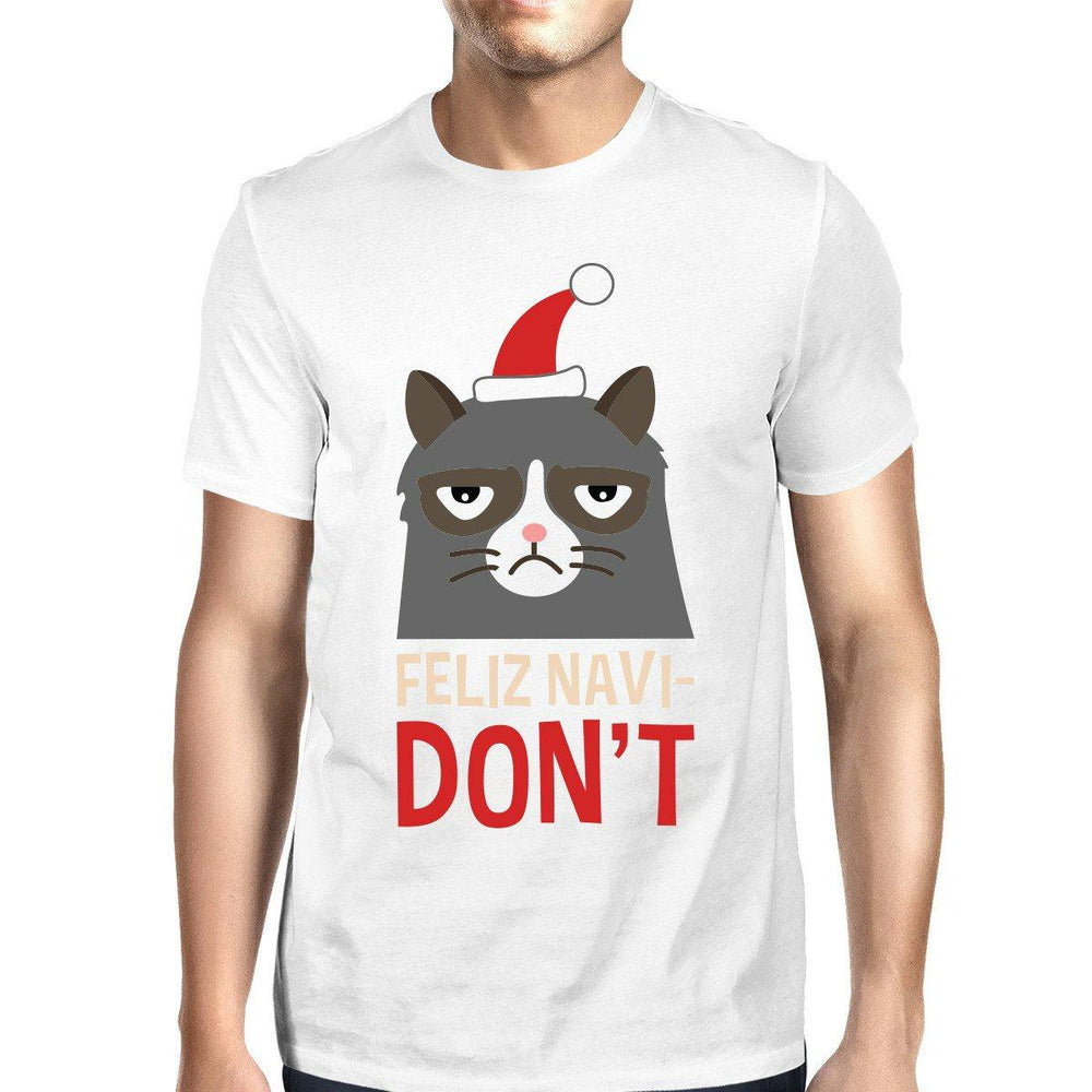 Feliz Navidon't White Men's T-shirt Christmas Gift For Cat Lovers