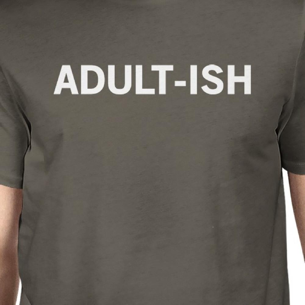 Adult-ish Mens Cool Grey Tees Funny Graphic Printed Crew Neck Shirt