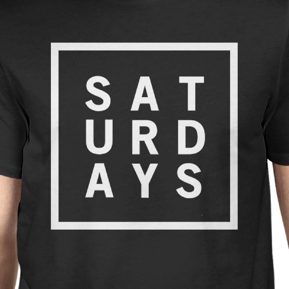 Saturdays Men's Black Shirts Short Sleeve Tee Typographic Print