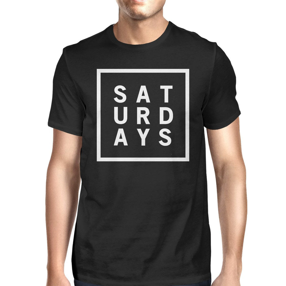 Saturdays Men's Black Shirts Short Sleeve Tee Typographic Print