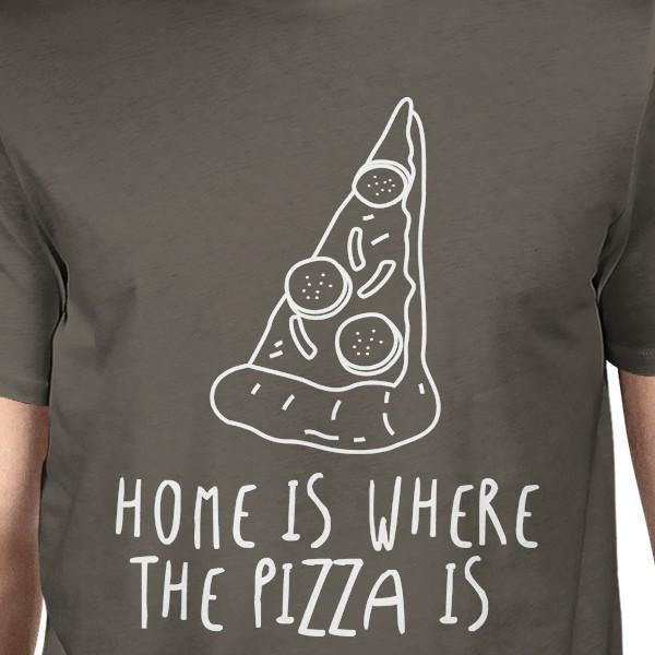 Home Where Pizza Is Mens Cool Grey Tees Funny Graphic T-shirt