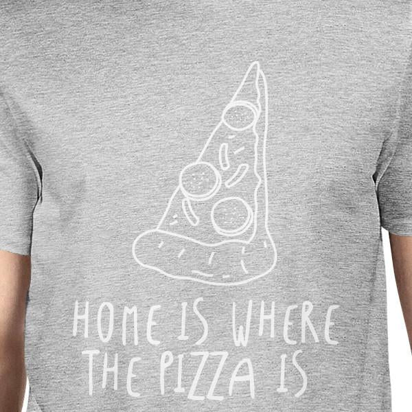 Home Where Pizza Is Man's Heather Grey Top Graphic Printed T-shirt