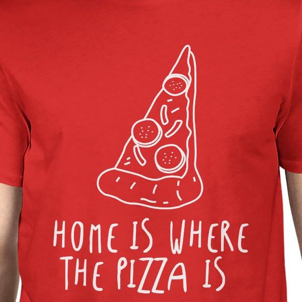 Home Where Pizza Is Man Red T-shirts Funny Graphic Printed T-shirt