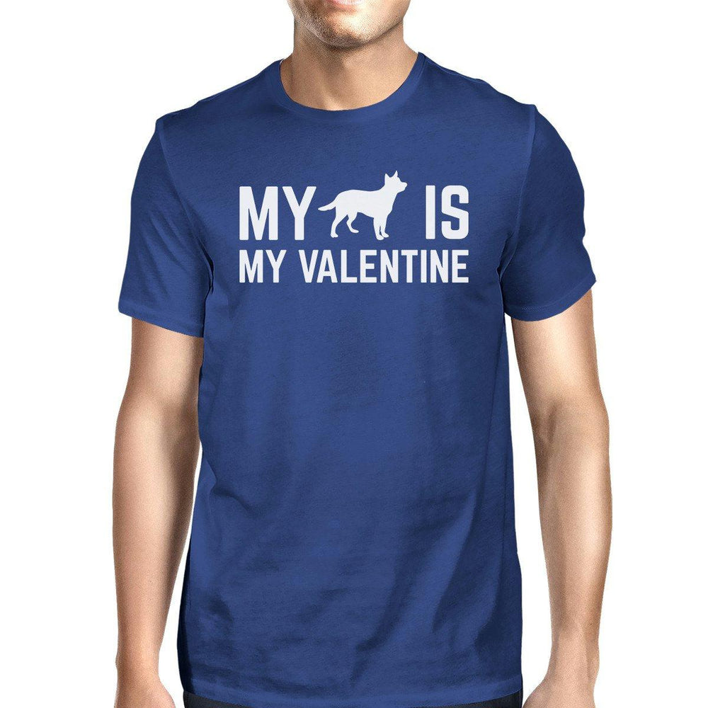 My Dog My Valentine Men's Royal Blue T-shirt Cute Valentine's Gifts
