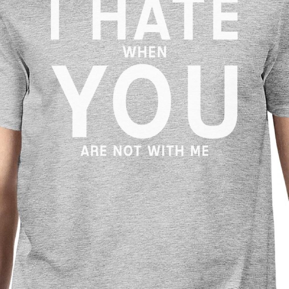 I Hate You Men's Grey T-shirt Simple Typography Crew Neck For Men