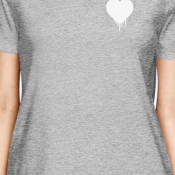 Melting Heart Womens Heather Grey T-shirt Cute Design Gifts For Her