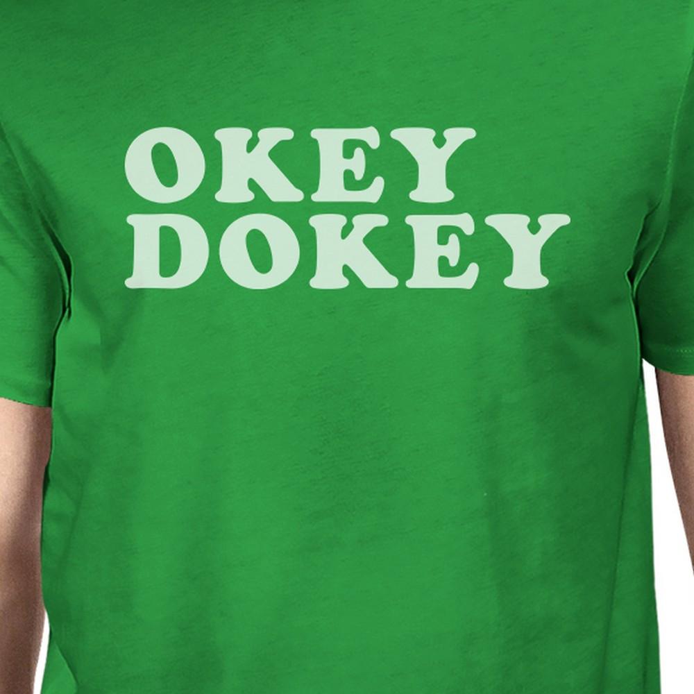 Okey Dokey Men's Kelly Green Cotton T-Shirt Funny Graphic Shirt