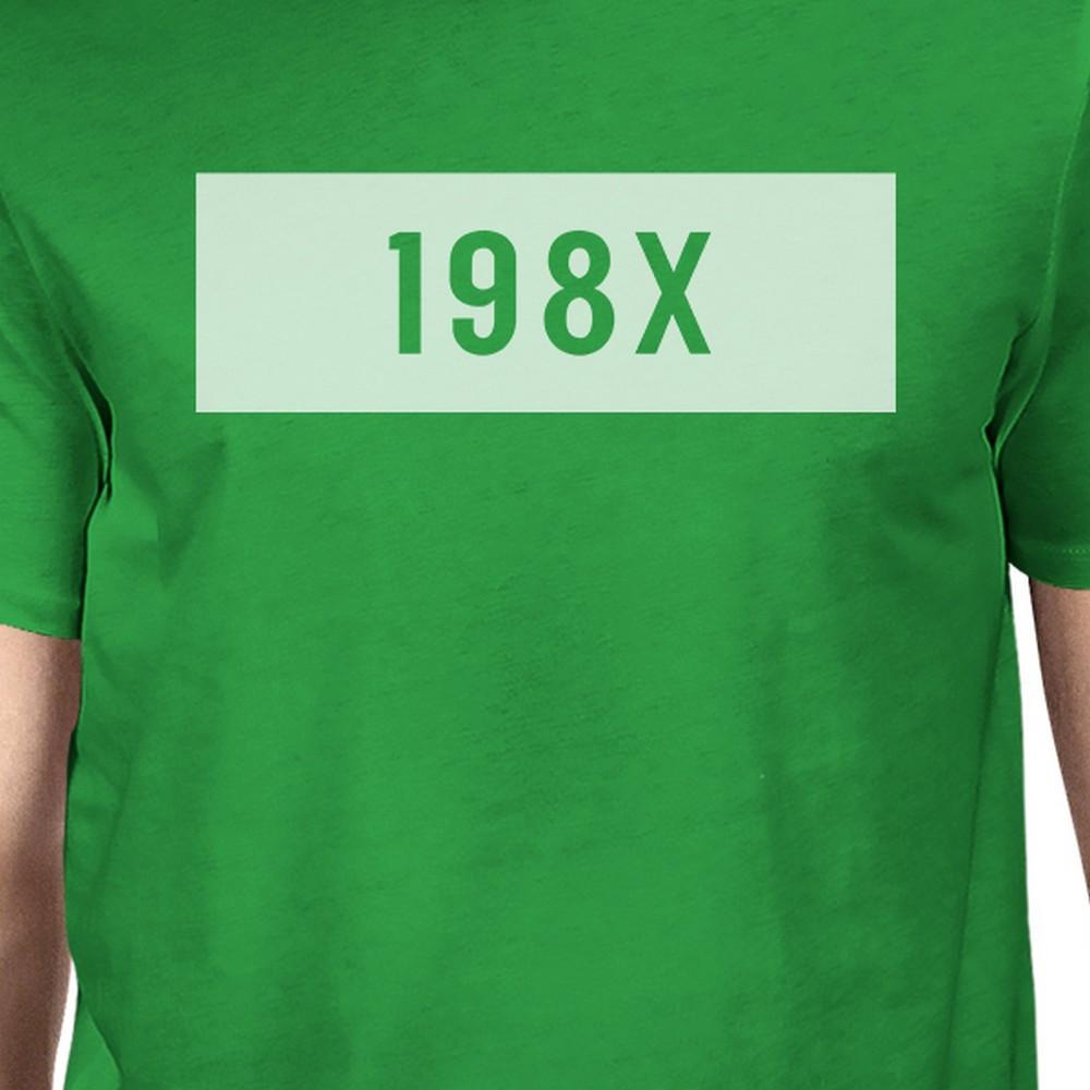 198X Men's Kelly Green Crew Neck T-Shirt Funny Graphic Summer Shirt