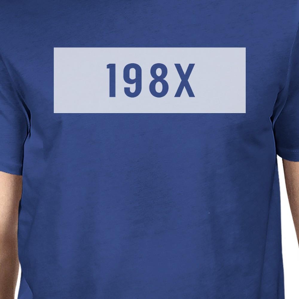 198X Men's Royal Blue Round Neck Cotton T-Shirt Trendy Graphic Top