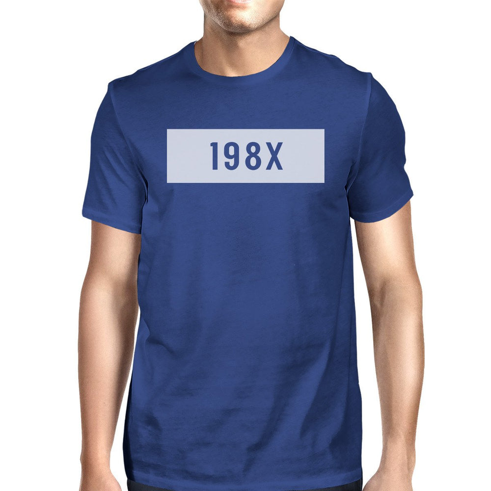198X Men's Royal Blue Round Neck Cotton T-Shirt Trendy Graphic Top