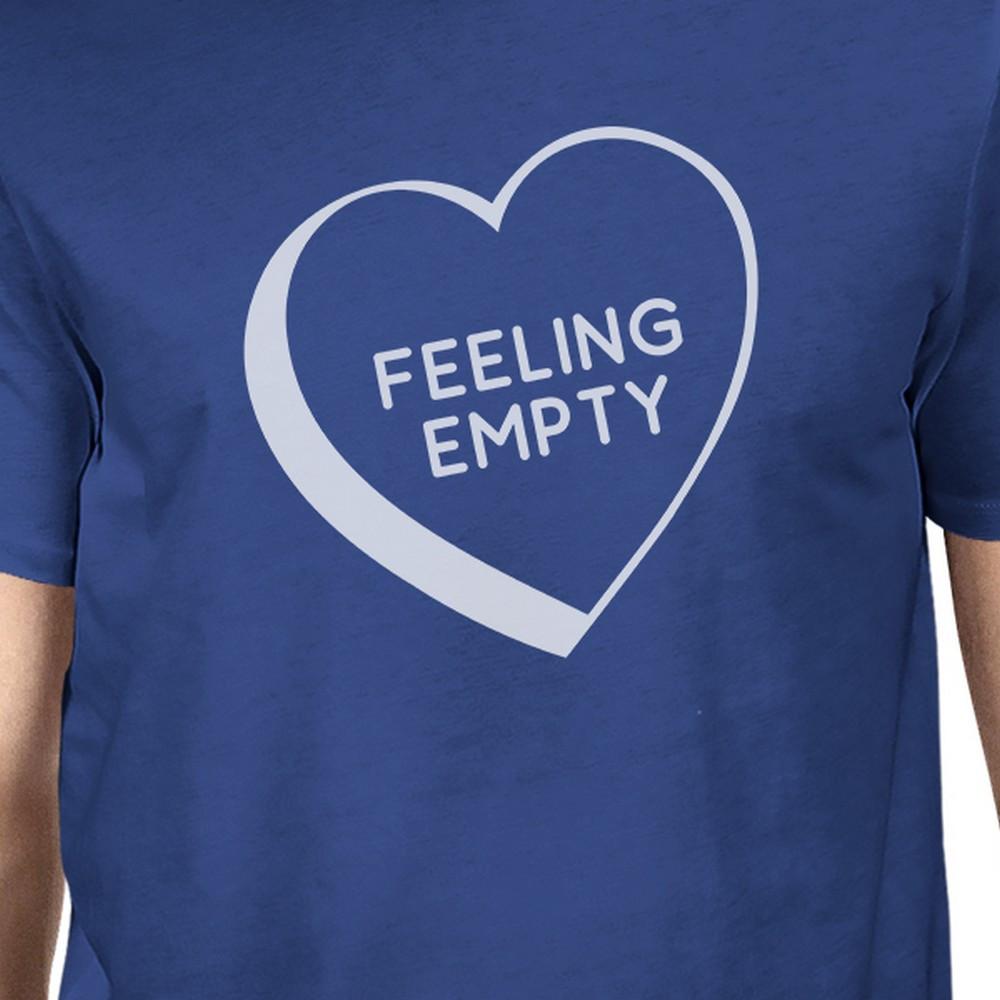 Feeling Empty Heart Mens Blue Round Neck T-Shirt Trendy Graphic Top