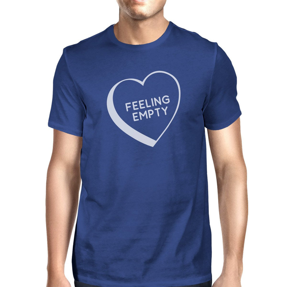 Feeling Empty Heart Mens Blue Round Neck T-Shirt Trendy Graphic Top