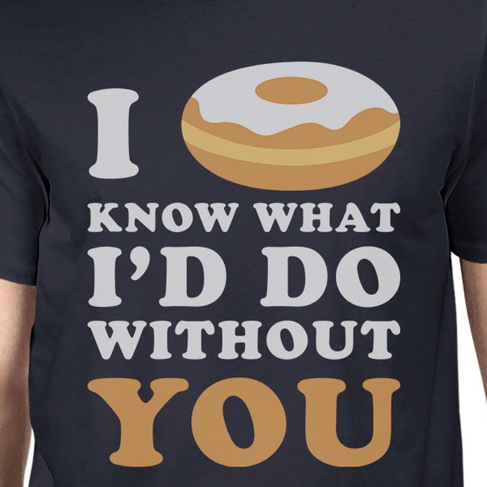 I Doughnut Know Men's Navy Crewneck Cotton TShirt Unique Graphic