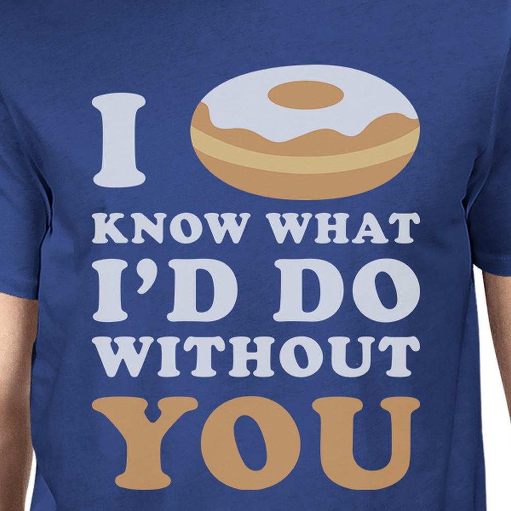 I Doughnut Know Men's Blue Round Neck T-Shirt Trendy Graphic Top