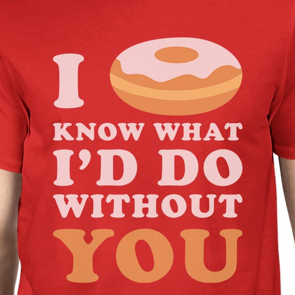 I Doughnut Know Mens Red T-Shirt Funny Design Comfortable Men's Top
