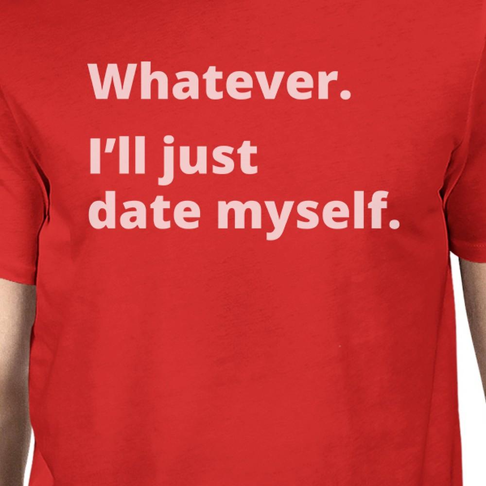 Date Myself Men's Red Short Sleeve Shirt Funny Letter Printed Top