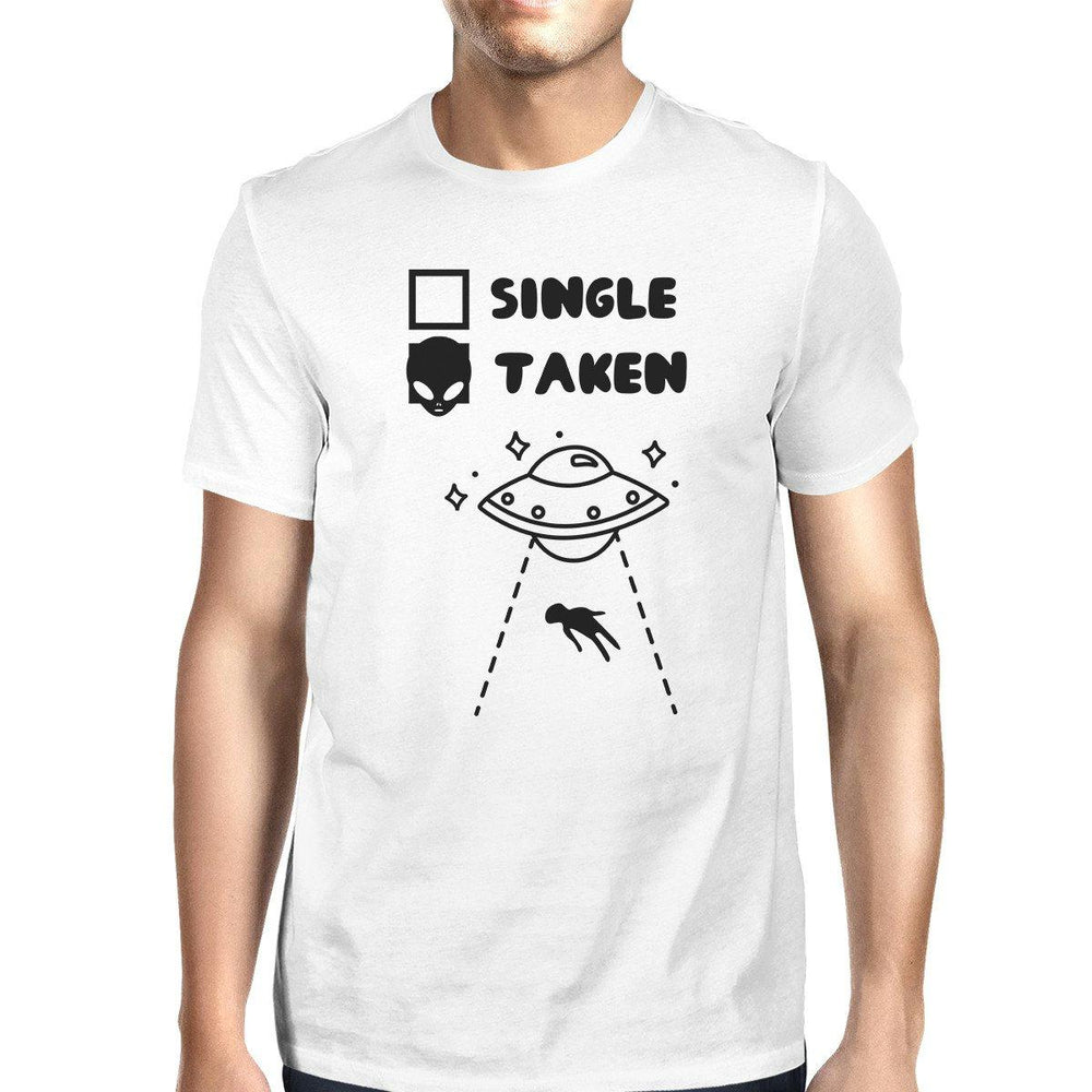 Single Taken Alien White Short Sleeve Round Neck T-Shirt For Men