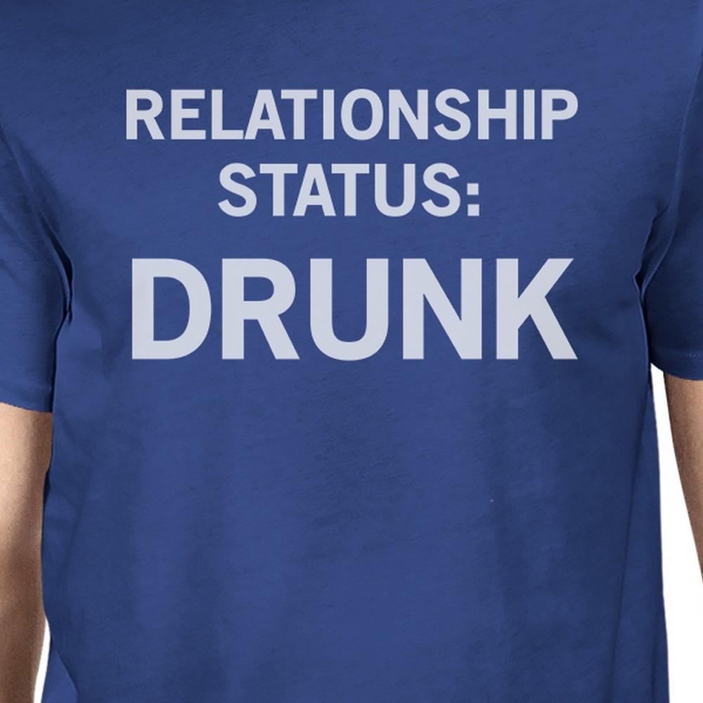 Relationship Status Mens Blue Round Neck T-Shirt Trendy Graphic Top