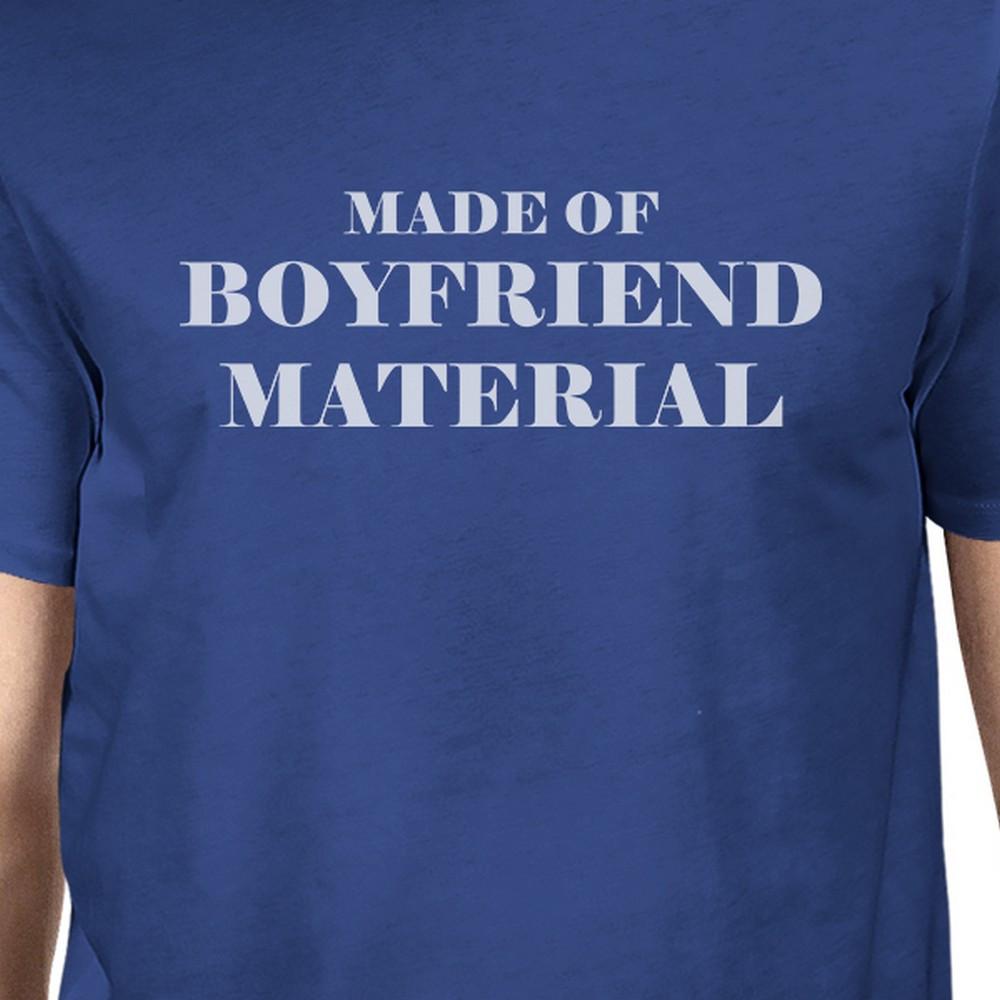 Boyfriend Material Mens Blue Round Neck T-Shirt Trendy Graphic Top