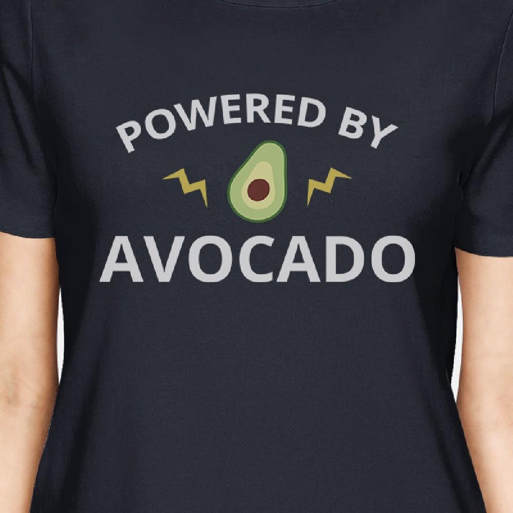 Powered By Avocado Women's Navy Unique Design Tee Cute Gift Ideas