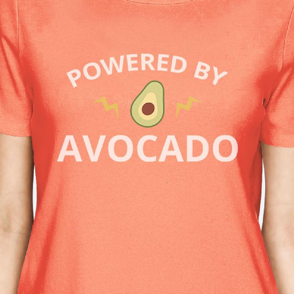 Powered By Avocado Peach Trendy Design Graphic Short Sleeve T Shirt