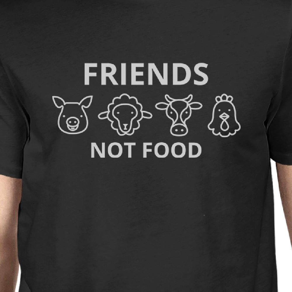 Friends Not Food Mens Black Short Sleeve Cotton Tee Cute Gift Ideas