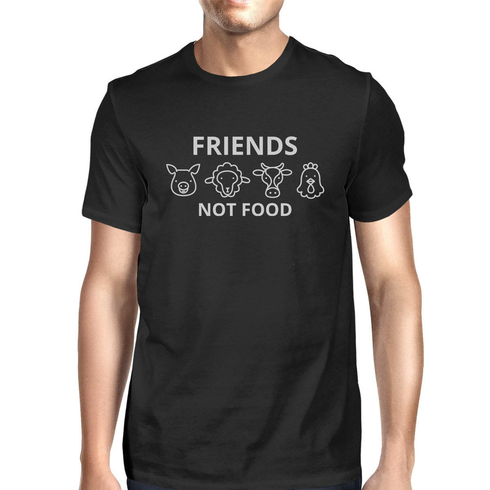 Friends Not Food Mens Black Short Sleeve Cotton Tee Cute Gift Ideas