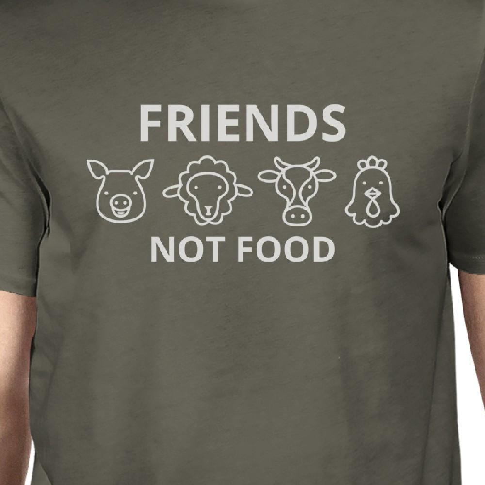 Friends Not Food Mens Dark Grey Crew Neck T Shirt Gift Idea For Him