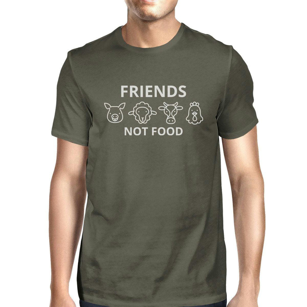 Friends Not Food Mens Dark Grey Crew Neck T Shirt Gift Idea For Him