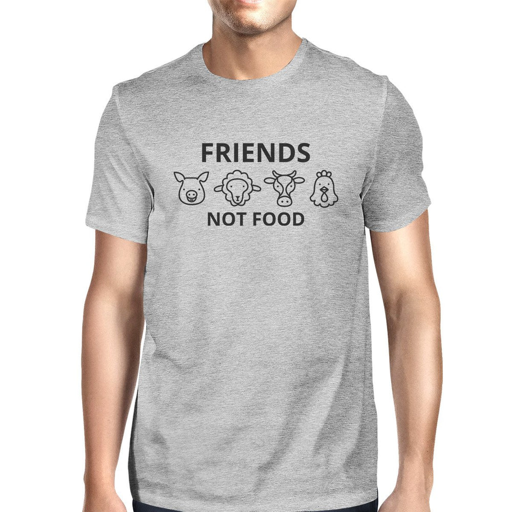 Friends Not Food Mens Gray Roundneck Cotton Graphic Top Gift Ideas