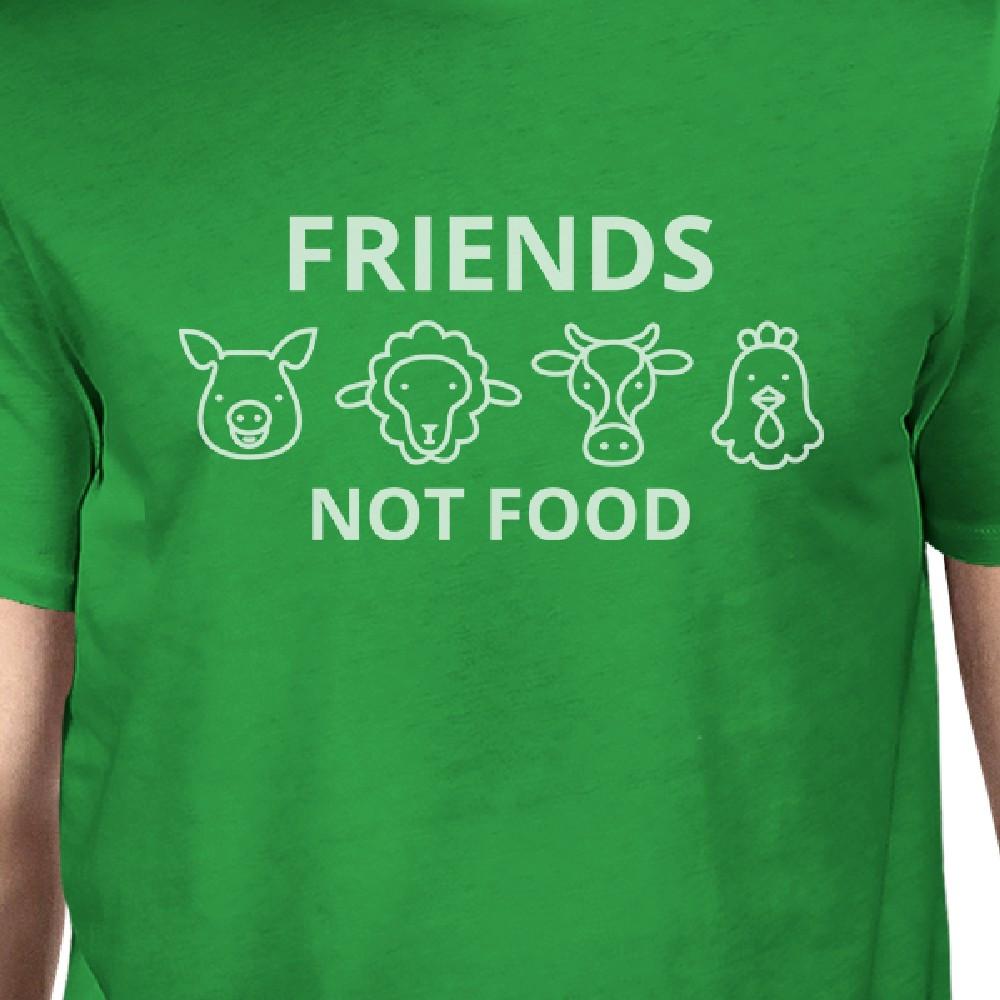 Friends Not Food Mens Green Cotton Unique Design T Shirt For Guys