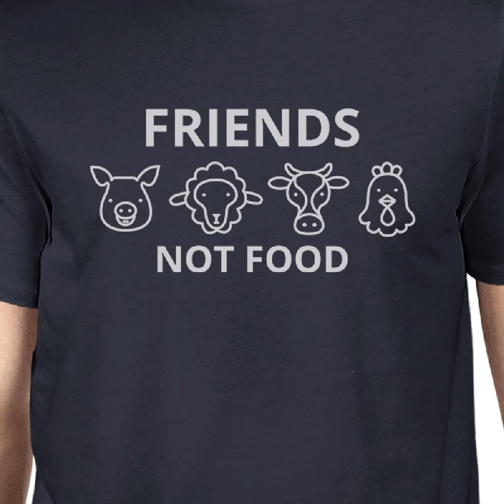 Friends Not Food Navy Mens Short Sleeve Round Neck Shirt For Summer